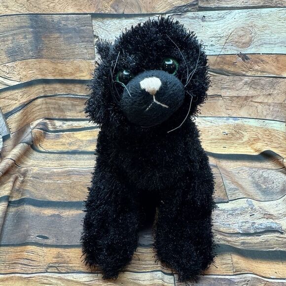 Ganz Webkinz Black Cat HM135 Plush Stuffed Animal Toy Green Eyes No Code - Picture 1 of 9